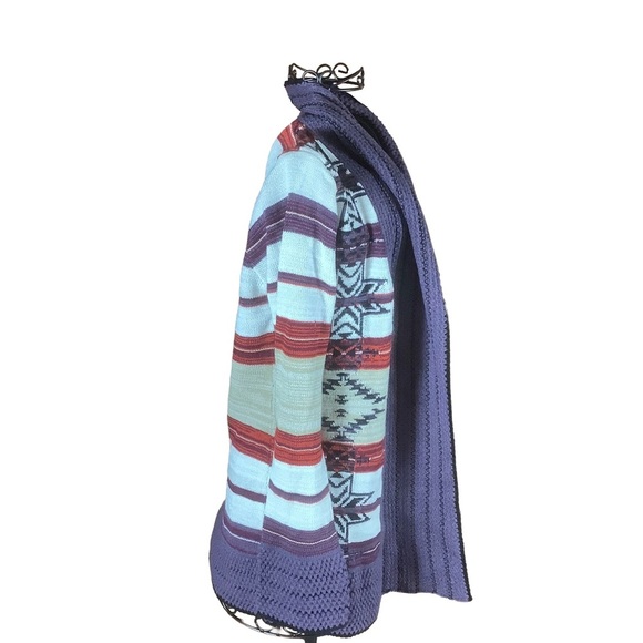 💜 BCBG Max Azria Southwestern Stripe Open Front Cardigan – Size M - Picture 4 of 5